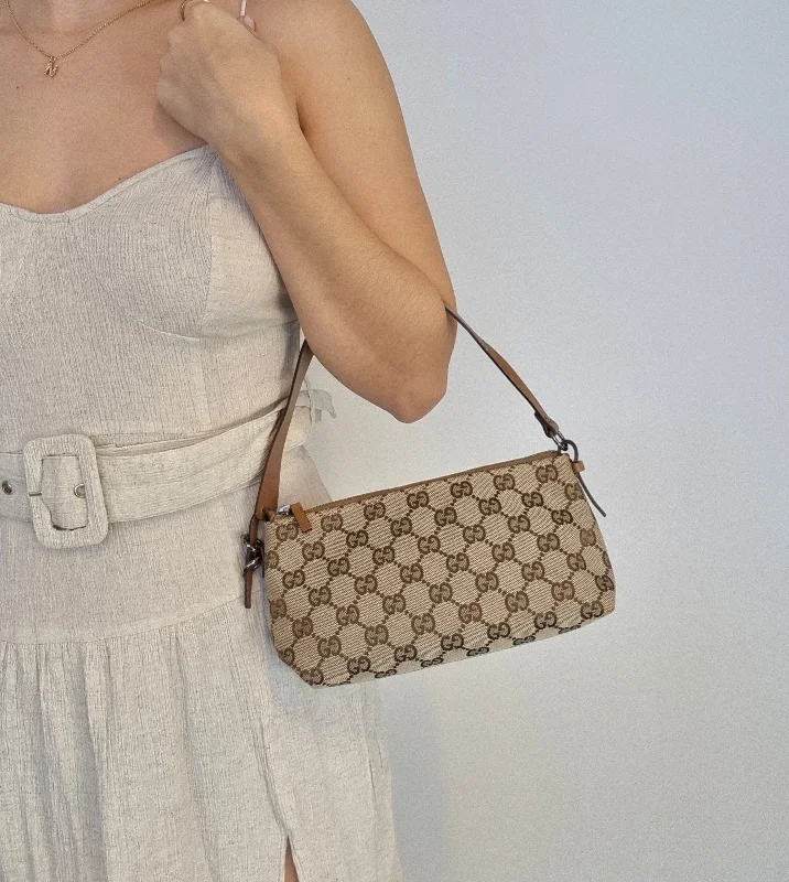 Gucci GG Beige/brown Canvas Pochette