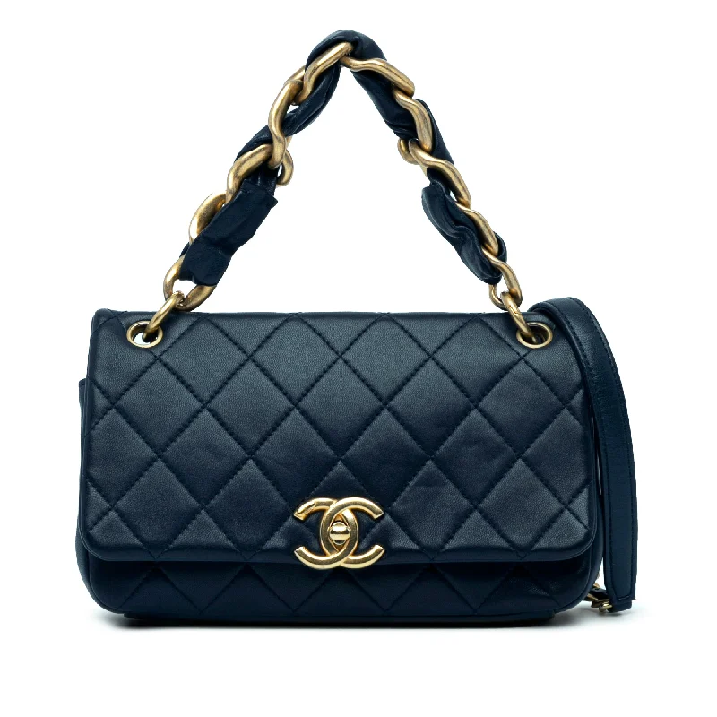 Blue Chanel Quilted Lambskin Chain is More Flap Satchel