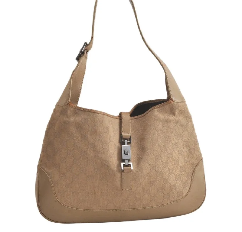 Authentic GUCCI Jackie Shoulder Hand Bag GG Canvas Leather 0013346 Beige 5812K