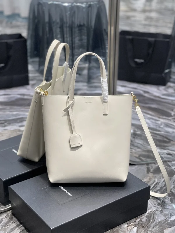 Yves Saint Laurent Shopping Bag White Toy In Supple