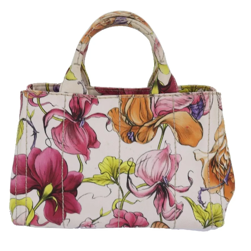 PRADA Flower Pattern Canapa PM Hand Bag Canvas 2way Multicolor  ar12288