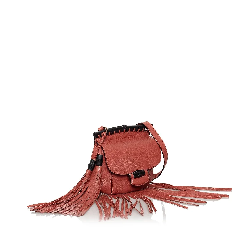 Gucci Bamboo Nouveau Fringe Leather Crossbody Bag (29693)