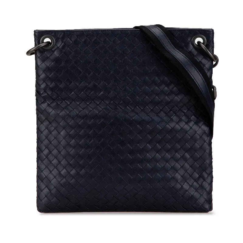 Blue Bottega Veneta Intrecciato Crossbody