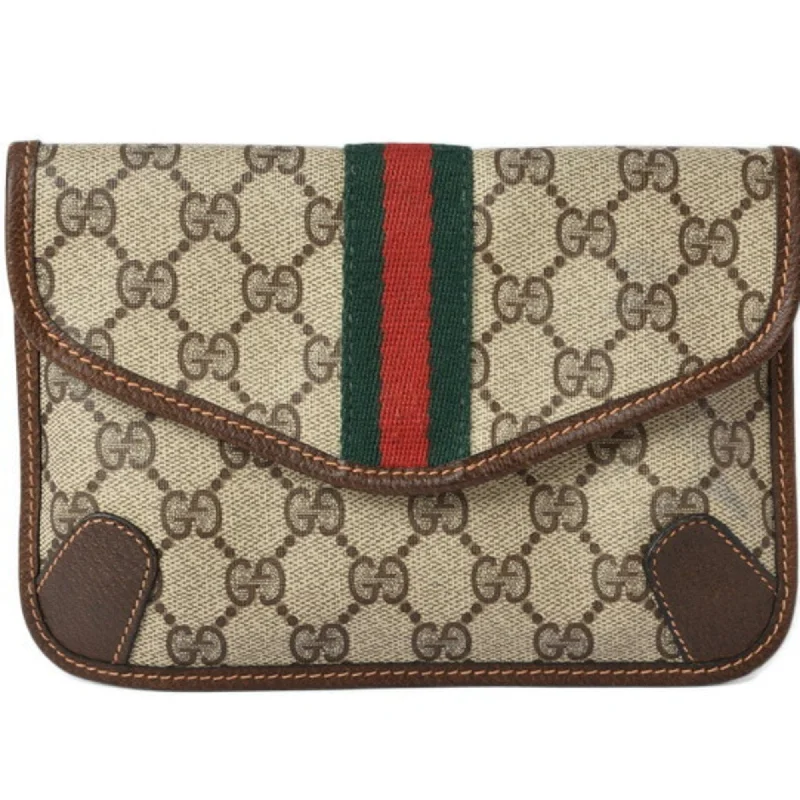 Gucci Clutch Pouch/Multi Pouch Gucci GG Supreme Brown/Beige Webline