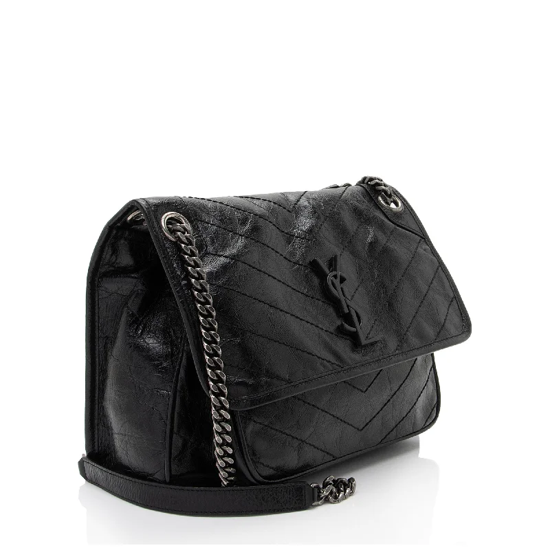 Saint Laurent Crinkled Calfskin Monogram Niki Medium Shoulder Bag 6JCA4U