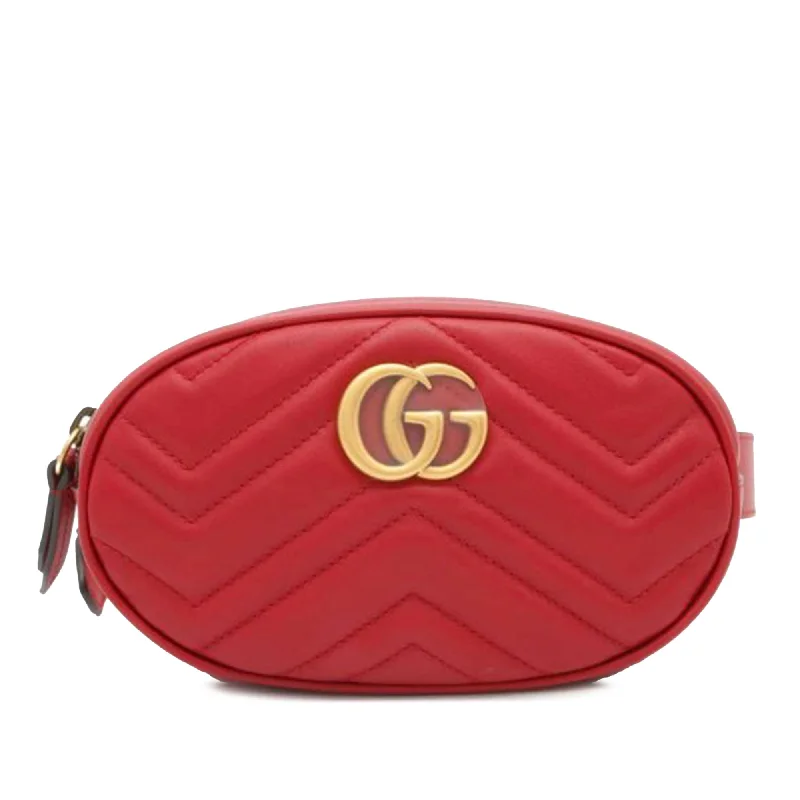 Red Gucci GG Marmont Matelasse Belt Bag