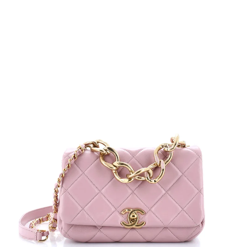 Color Match Flap Bag Quilted Lambskin Small