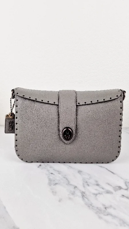 Coach 1941 Page 27 With Border Rivets in Heather Grey Pebble Leather - Coach 31929