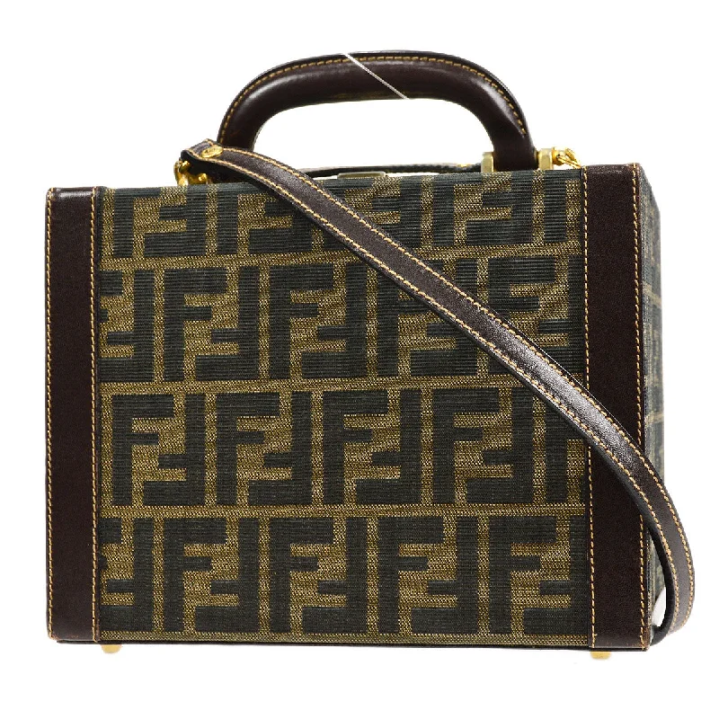 FENDI Zucca 2way Vanity Handbag Brown 66752