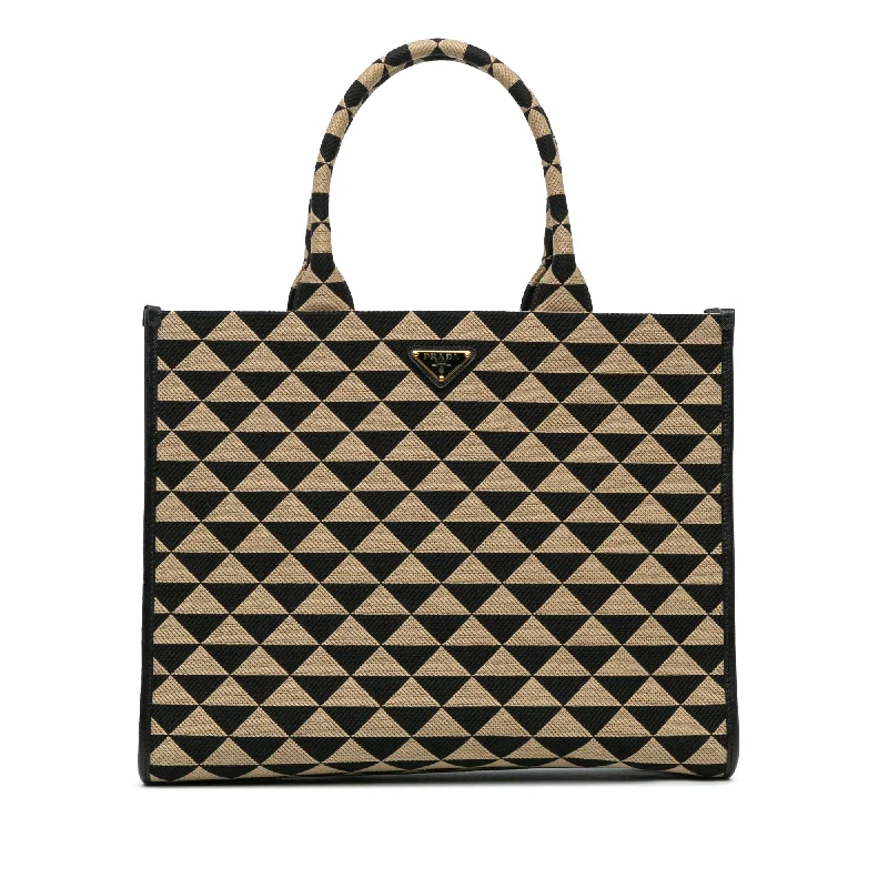 Brown Prada Large Triangolo Jacquard Symbole Tote