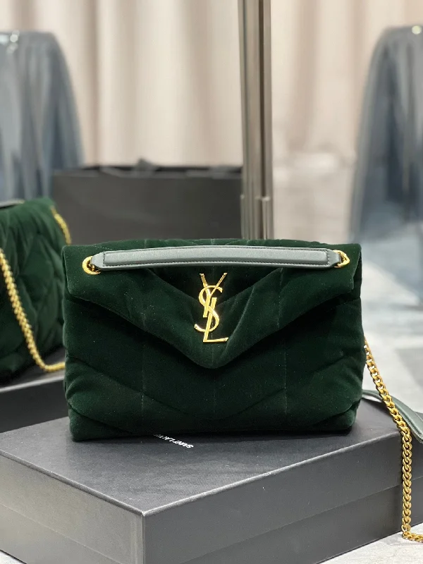 Yves Saint Laurent Puffer Small Chain Bag Dark Green