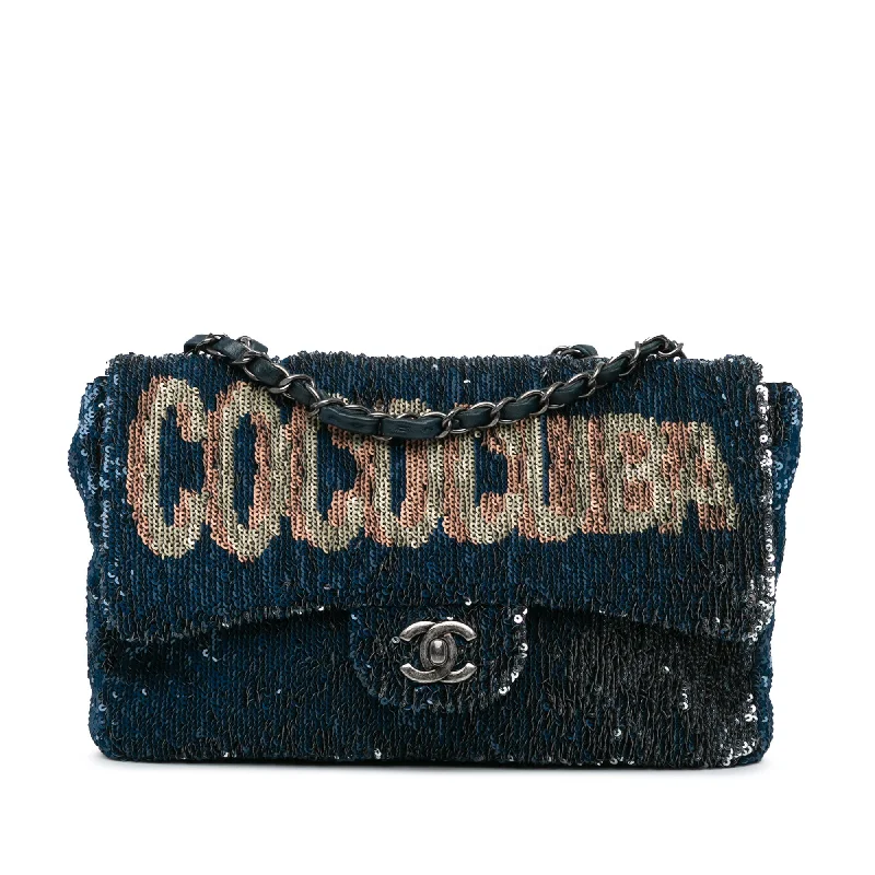 Blue Chanel Paris-Cuba Medium Sequin Coco Cuba Flap Shoulder Bag