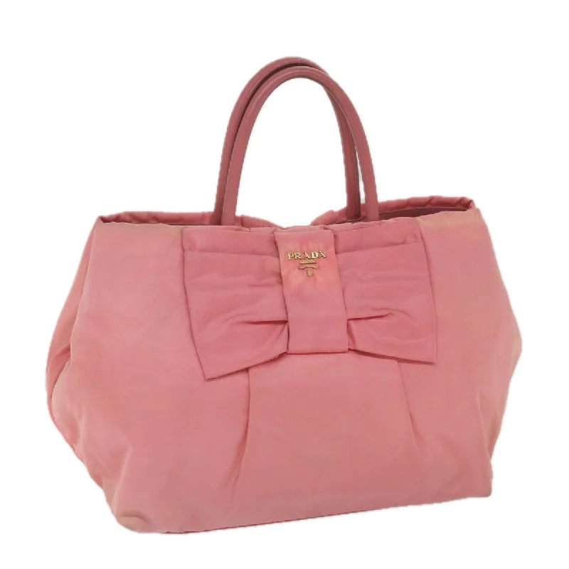 PRADA Hand Bag Nylon Pink Auth bs10274