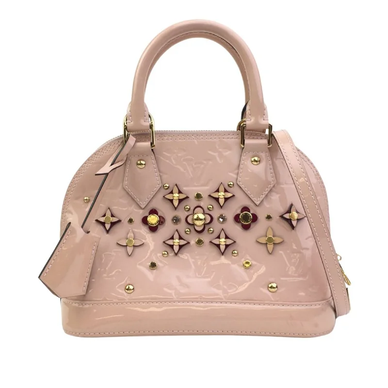 Pink Louis Vuitton Monogram Vernis Flower Alma BB Satchel