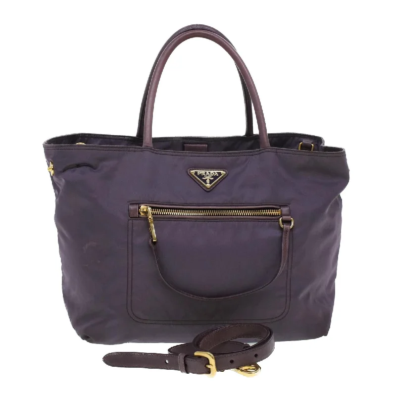 PRADA Hand Bag Nylon 2way Purple Auth am4275