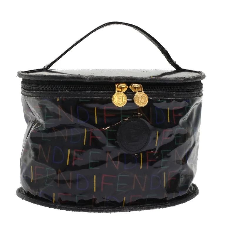 FENDI Vanity Cosmetic Pouch Enamel Black Multicolor  49780