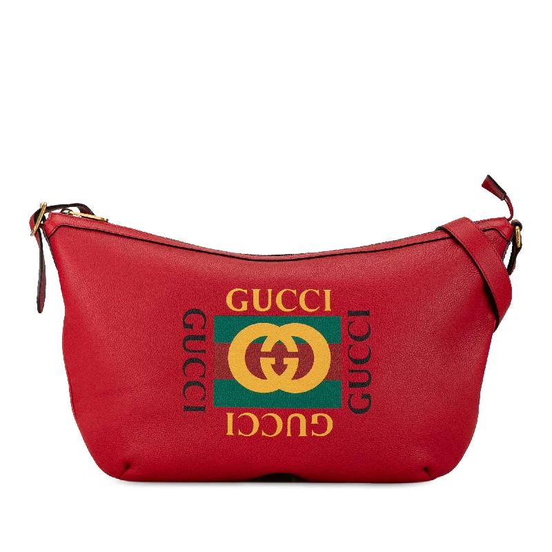 Red Gucci Logo Half Moon Hobo