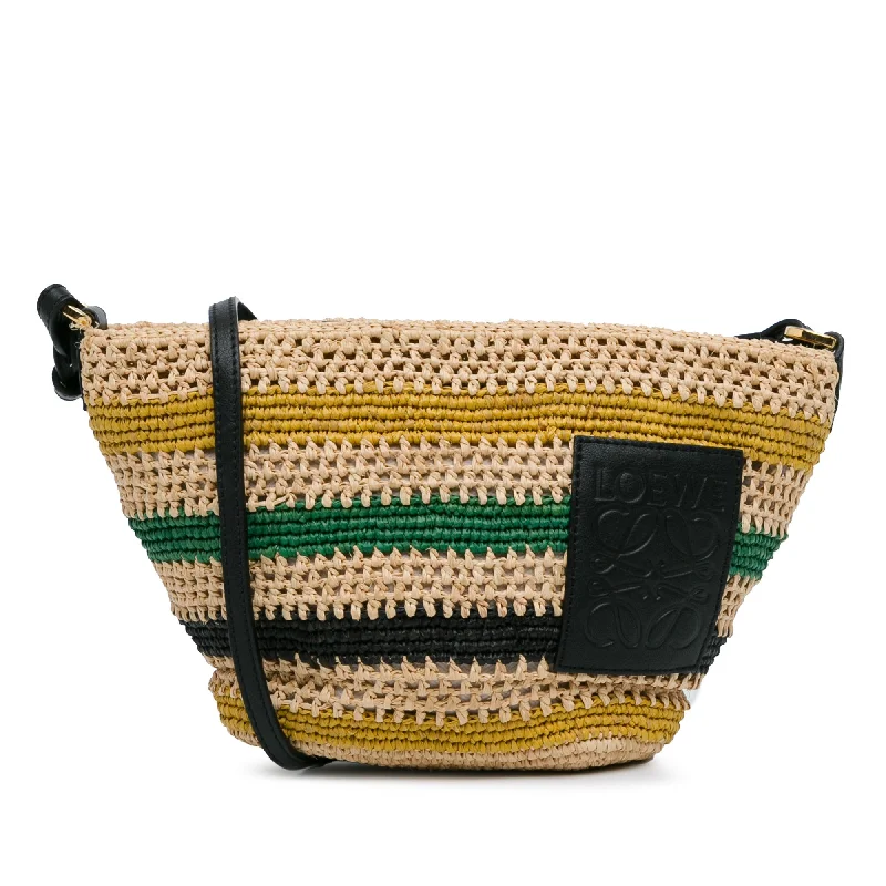 Tan LOEWE Raffia Basket Crossbody Bag