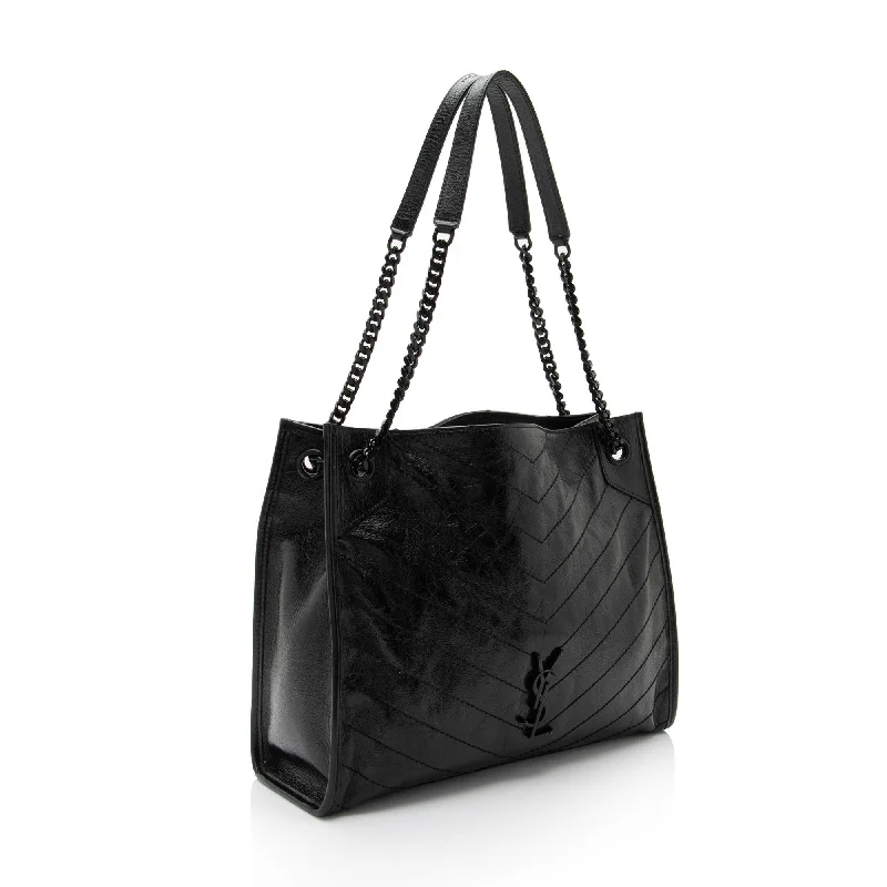 Saint Laurent Crinkled Calfskin Monogram Niki Medium Shopping Tote RaBy7S