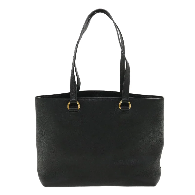 PRADA Tote Bag Leather Black Auth ar8792