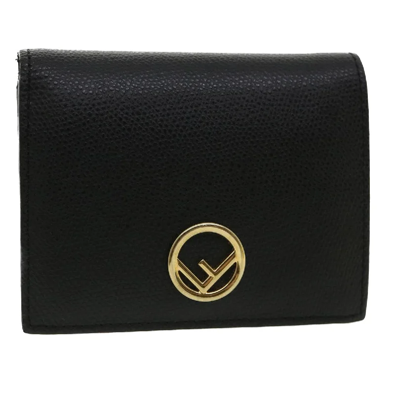 FENDI Wallet Leather Black  am3478