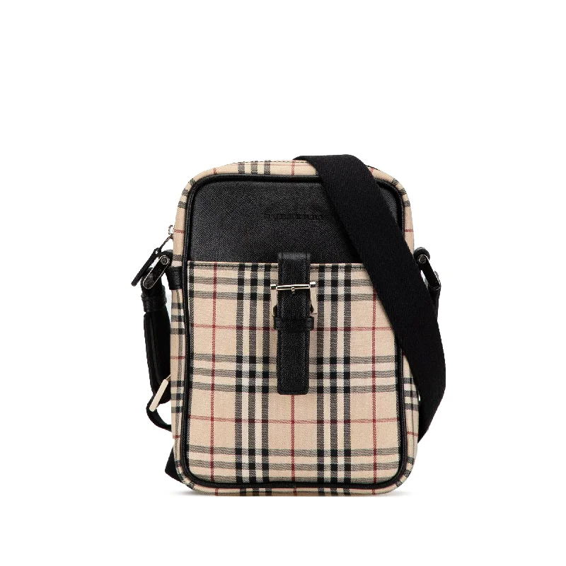 Beige Burberry House Check Canvas Crossbody