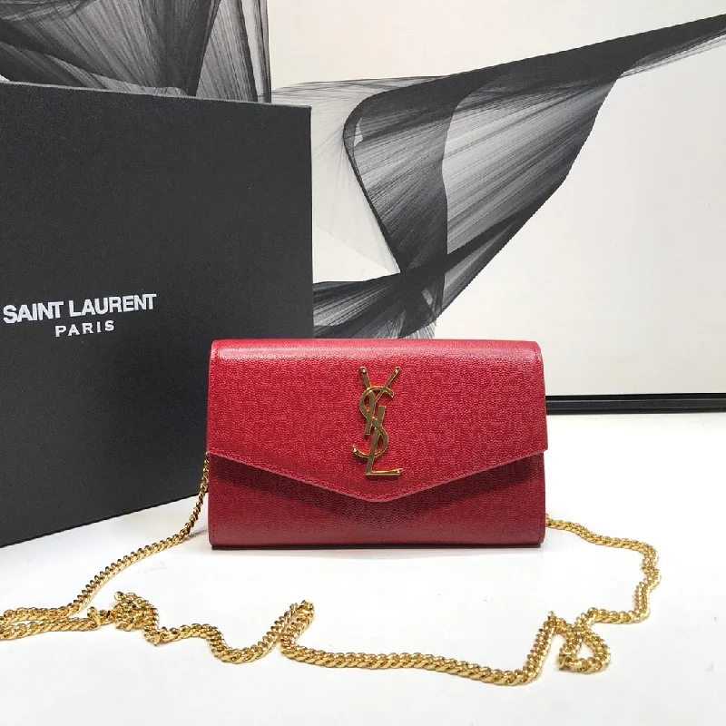 Yves Saint Laurent Uptown Chain Wallet Red