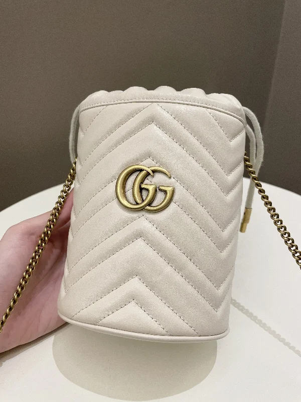 Gucci Marmont Mini Bucket Bag Ivory