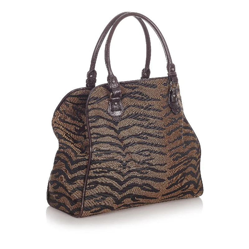 Fendi Zebra Print Canvas Handbag (SHG-23929)