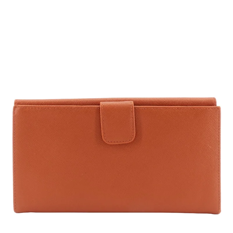 PRADA Continental Logo Saffiano Leather Wallet