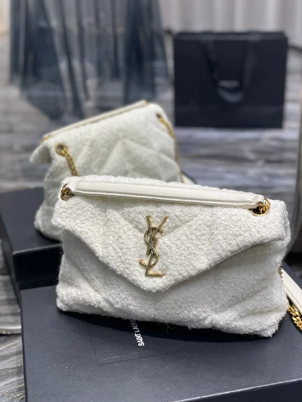 Yves Saint Laurent Puffer Small Chain Bag White