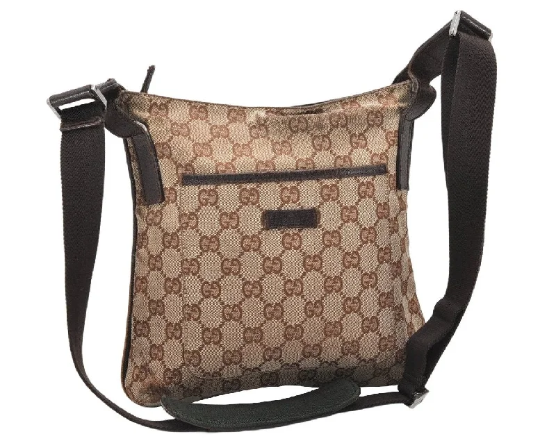 Authentic GUCCI Shoulder Cross Body Bag GG Canvas Leather 122793 Brown 5751K