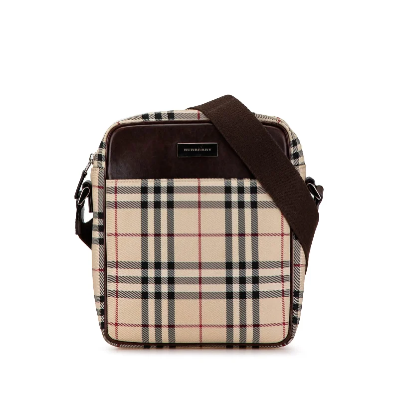 Cream Burberry House Check Canvas Crossbody