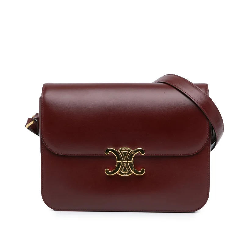 Red Celine Calfskin Triomphe Crossbody