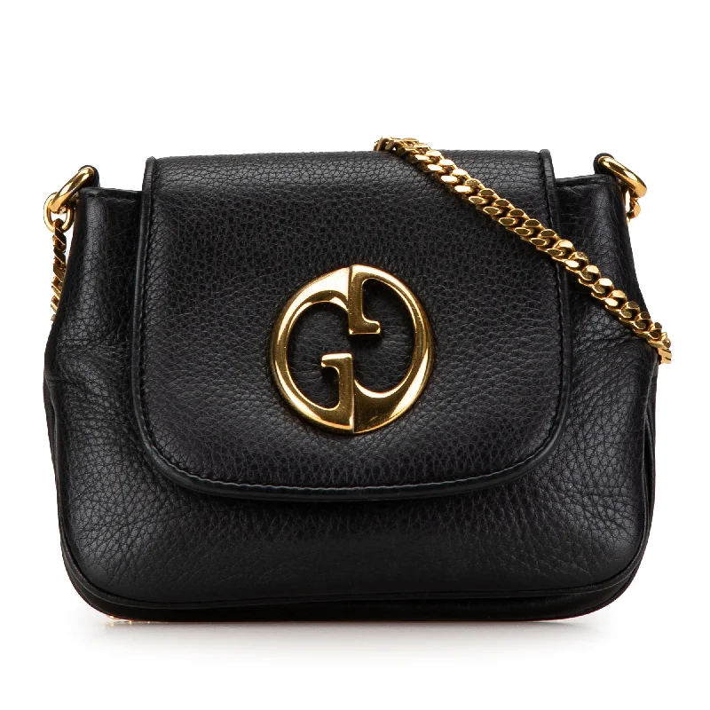 Black Gucci Small Leather 1973 Chain Crossbody