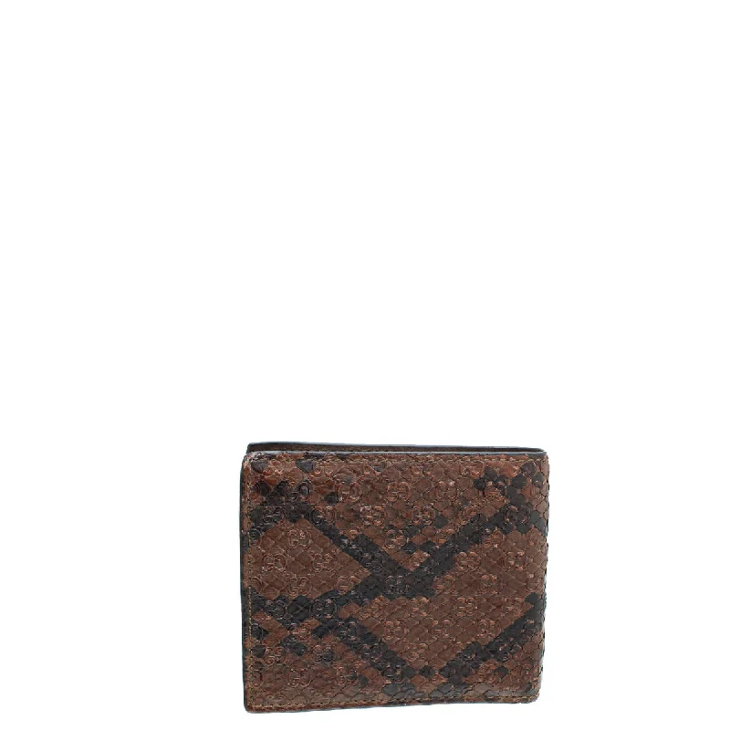 Gucci Brown MicroGuccissima Python Bifold Wallet