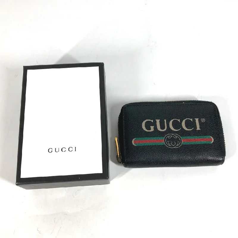 GUCCI Coin case 496319 leather black Coin Pocket Wallet logo Women Used