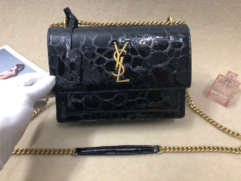 Yves Saint Laurent Sunset Chain Wallet Black