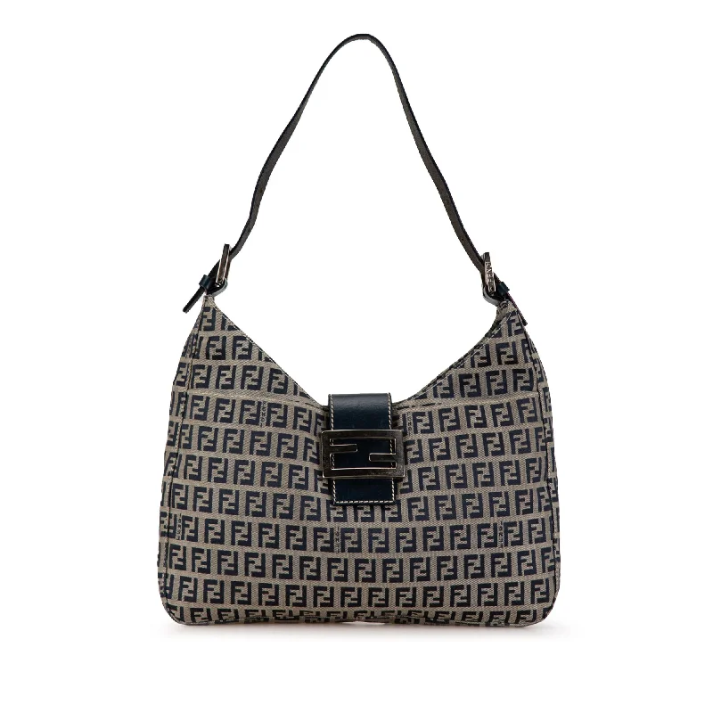 Gray Fendi Zucchino Canvas Shoulder Bag