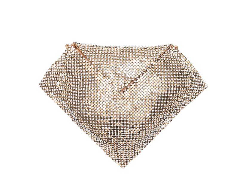 Vintage Gold-Tone & White Swarovski Metal Mesh Evening Bag