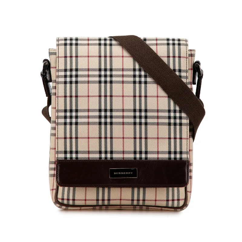 Beige Burberry House Check Canvas Crossbody