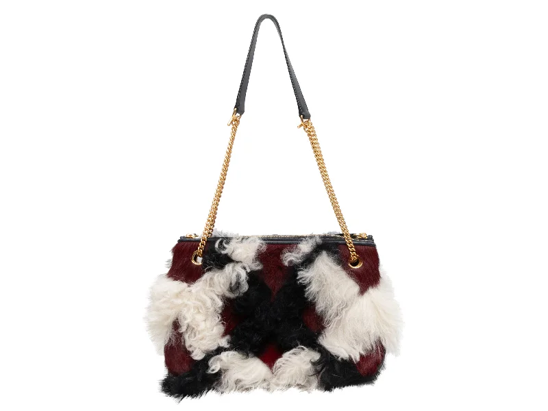 Black & Multicolor Mulberry Tartan Shearling Shoulder Bag