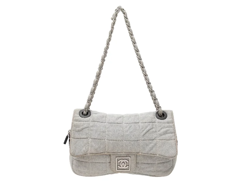 Grey Chanel 2006 Quilted Jersey Shoulder Bag