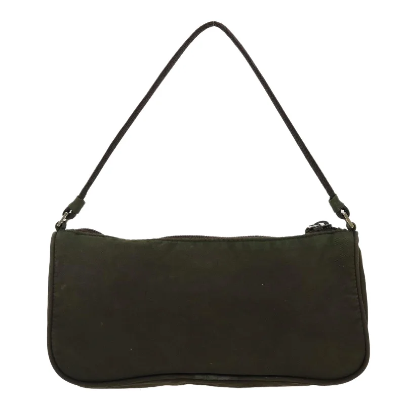 PRADA Accessory Pouch Nylon Khaki Auth 40332