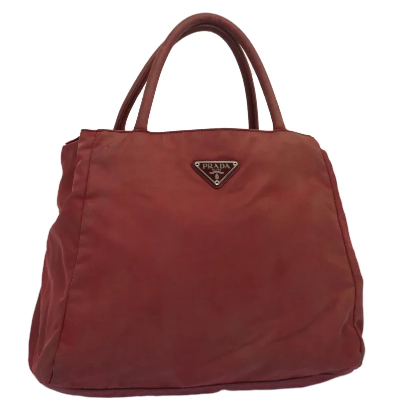 PRADA Hand Bag Nylon Red Auth cl678