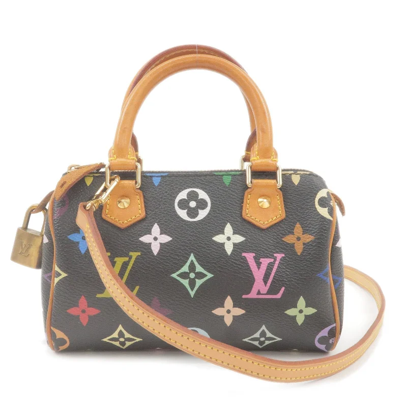 Louis Vuitton Monogram Multi Color Mini Speedy Hand Bag & Strap