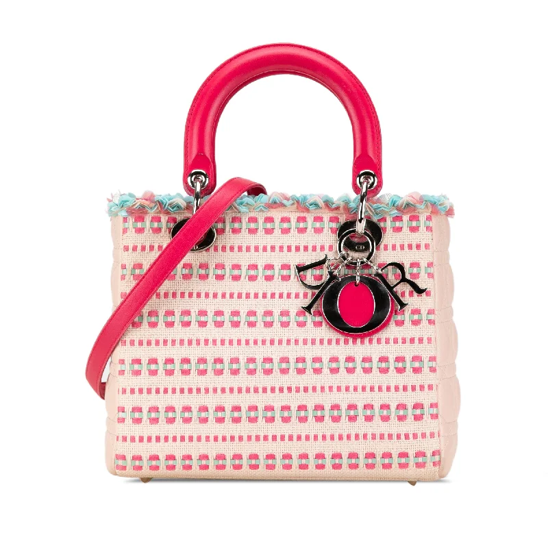 Pink Dior Medium Tweed Sequin Lady Dior Satchel