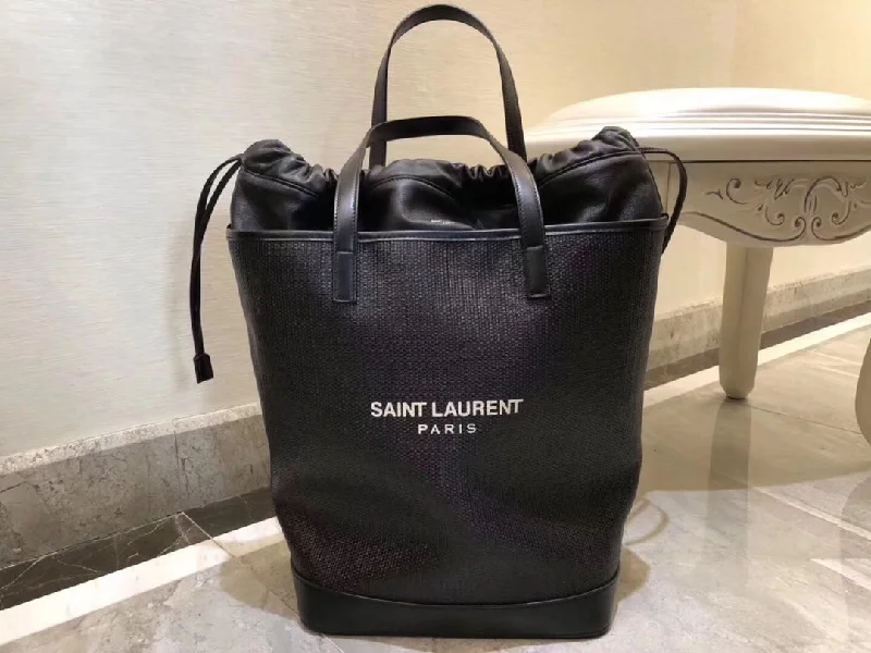 Yves Saint Laurent Teddy Medium Canvas Handle Bucket Tote Bag