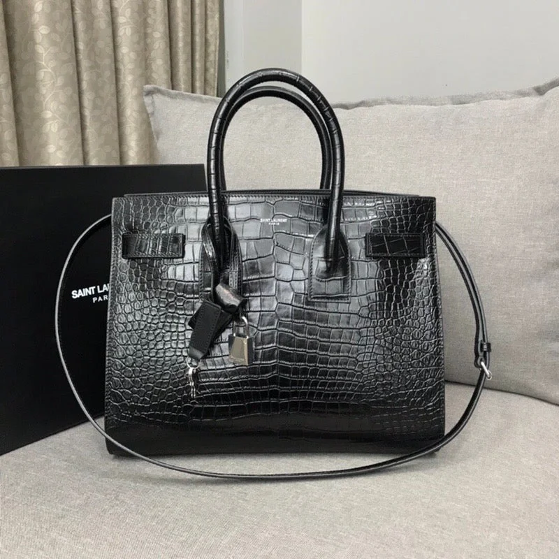 Yves Saint Laurent Sac De Jour Small In Embossed Crocodile Black