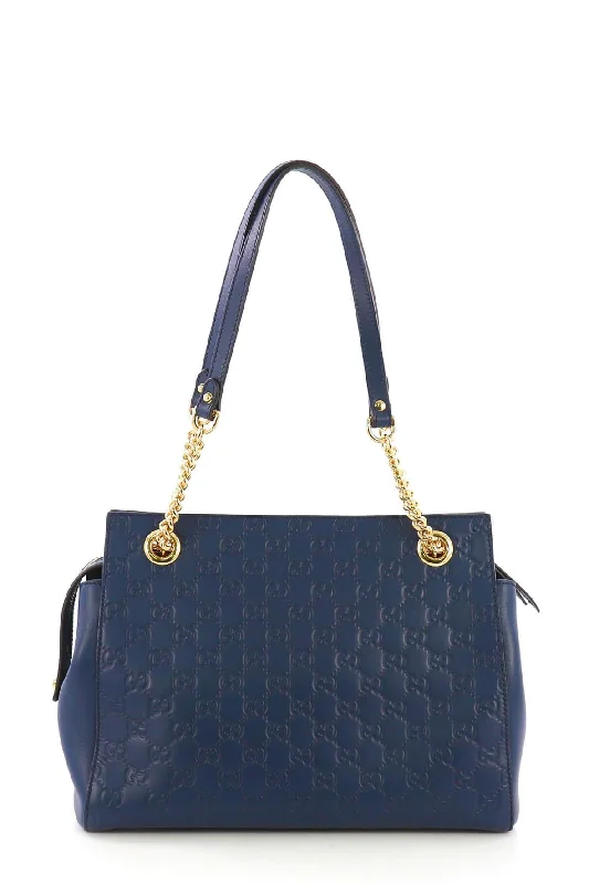 Medium Guccissima Soft Signature Bag Navy